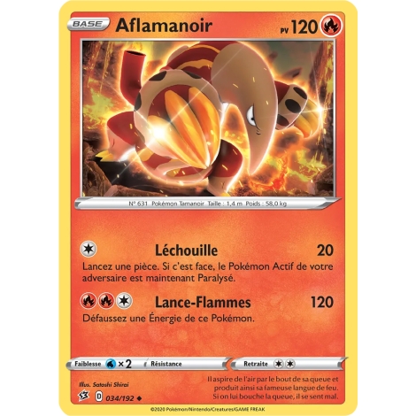 Carte Aflamanoir - Peu commune (Brillante) de Pokémon Épée et Bouclier Clash des Rebelles 034/192