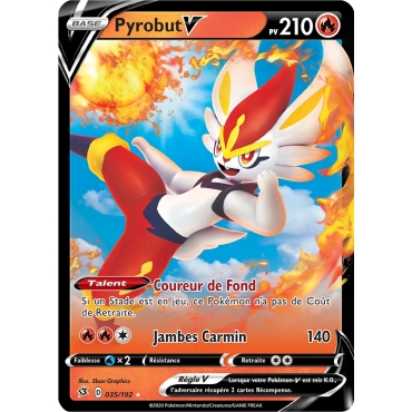 Découvrez Pyrobut, carte Holographique rare V de la série Épée et Bouclier Clash des Rebelles