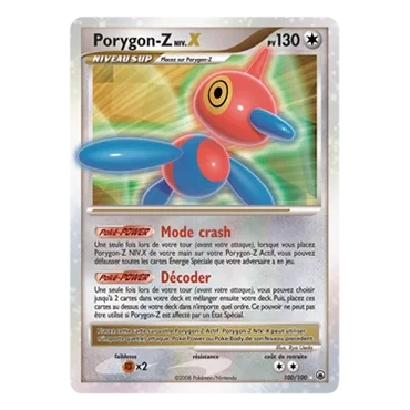 Découvrez Porygon-Z NIV.X, carte Holographique rare NIV.X de la série Diamant & Perle Aube Majestueuse