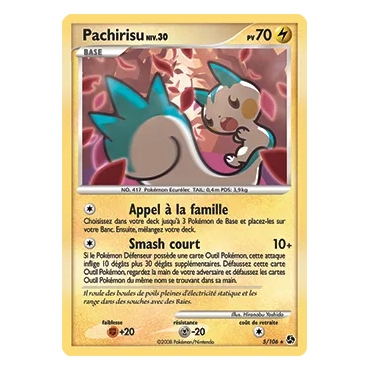 Pachirisu 5/106 : Joyau Holographique rare de l'extension Pokémon Diamant & Perle Duels au sommet