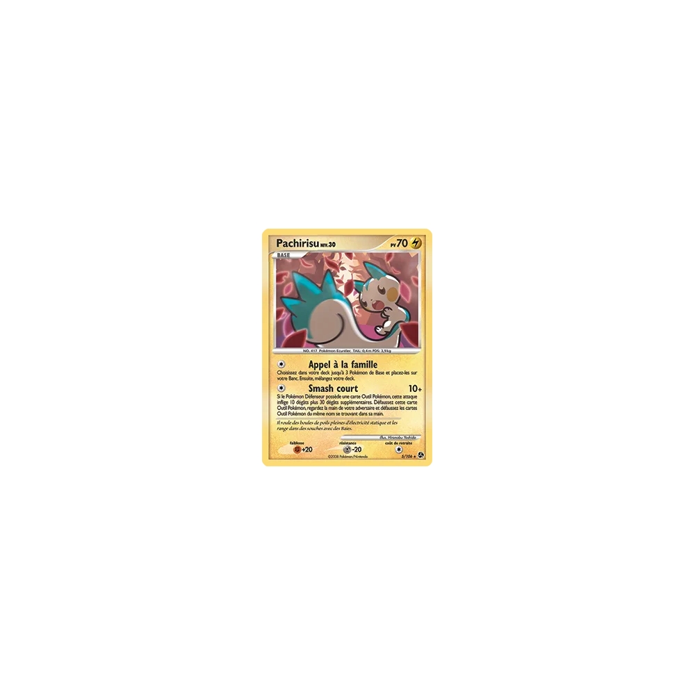 Pachirisu 5/106 : Joyau Holographique rare de l'extension Pokémon Diamant & Perle Duels au sommet