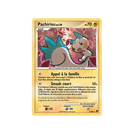 Pachirisu 5/106 : Joyau Holographique rare de l'extension Pokémon Diamant & Perle Duels au sommet