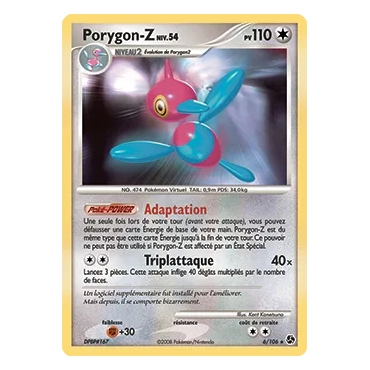 Carte Porygon-Z - Holographique rare de Pokémon Diamant & Perle Duels au sommet 6/106