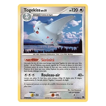Togekiss 11/106 : Joyau Holographique rare de l'extension Pokémon Diamant & Perle Duels au sommet
