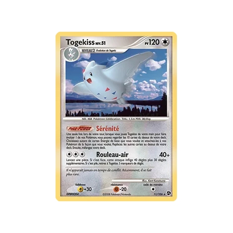 Togekiss 11/106 : Joyau Holographique rare de l'extension Pokémon Diamant & Perle Duels au sommet