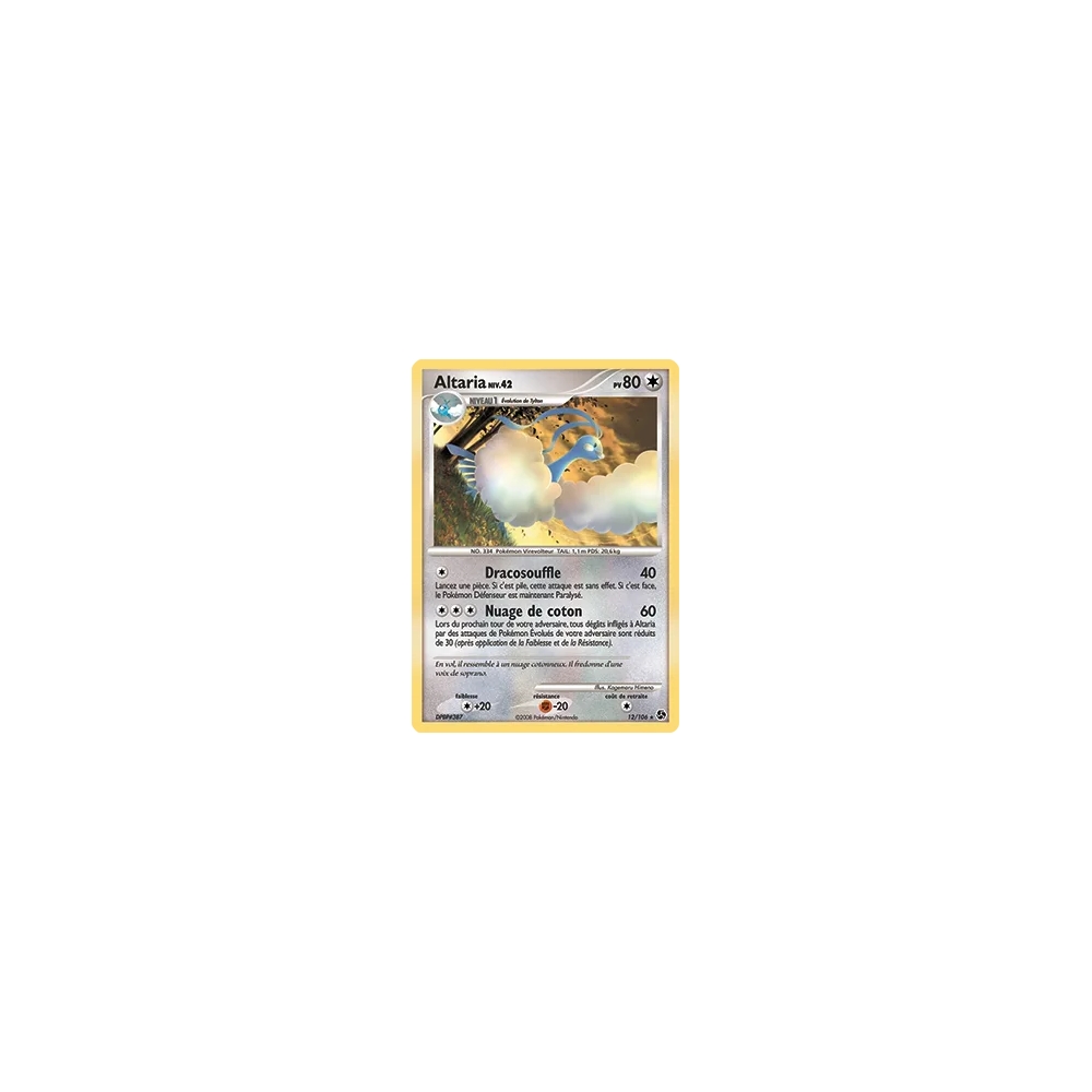 Altaria 12/106 : Joyau Rare (Brillante) de l'extension Pokémon Diamant & Perle Duels au sommet