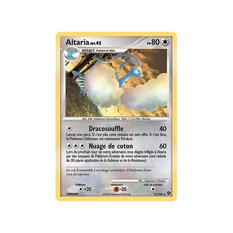 Altaria 12/106 : Joyau Rare (Brillante) de l'extension Pokémon Diamant & Perle Duels au sommet