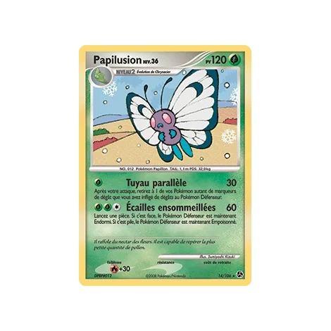 Carte Papilusion - Rare (Brillante) de Pokémon Diamant & Perle Duels au sommet 14/106