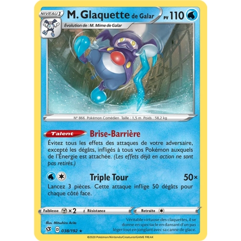 Carte M. Glaquette de Galar - Rare (Brillante) de Pokémon Épée et Bouclier Clash des Rebelles 038/192