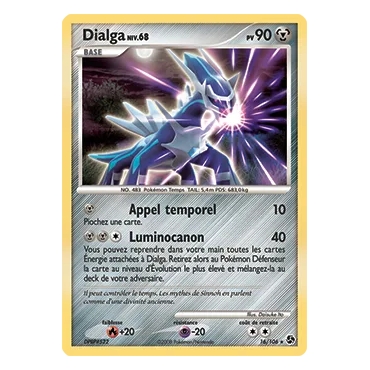 Carte Dialga - Rare (Brillante) de Pokémon Diamant & Perle Duels au sommet 16/106