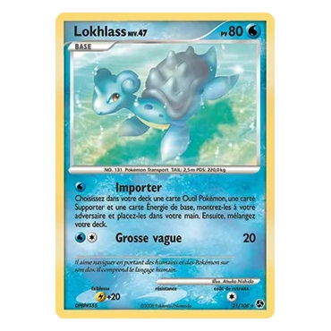 Carte Lokhlass - Rare (Brillante) de Pokémon Diamant & Perle Duels au sommet 21/106