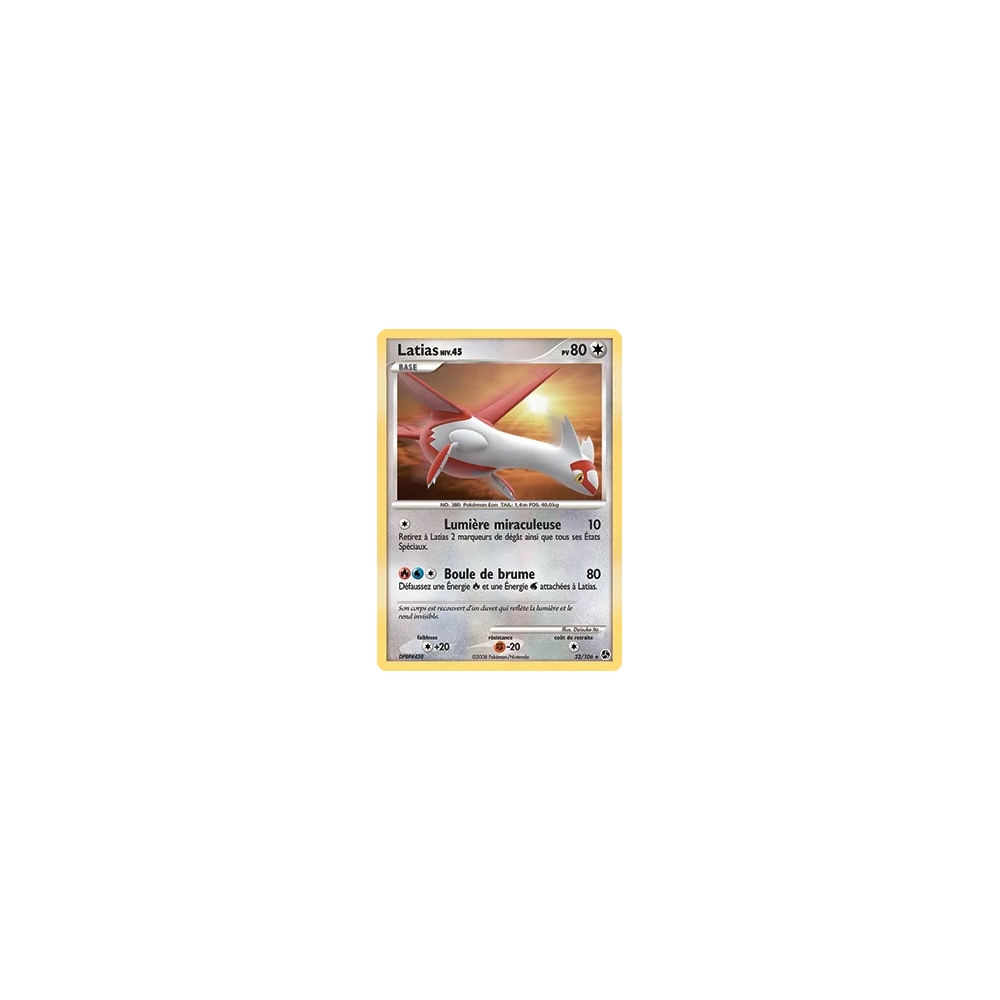 Carte Latias - Rare (Brillante) de Pokémon Diamant & Perle Duels au sommet 22/106