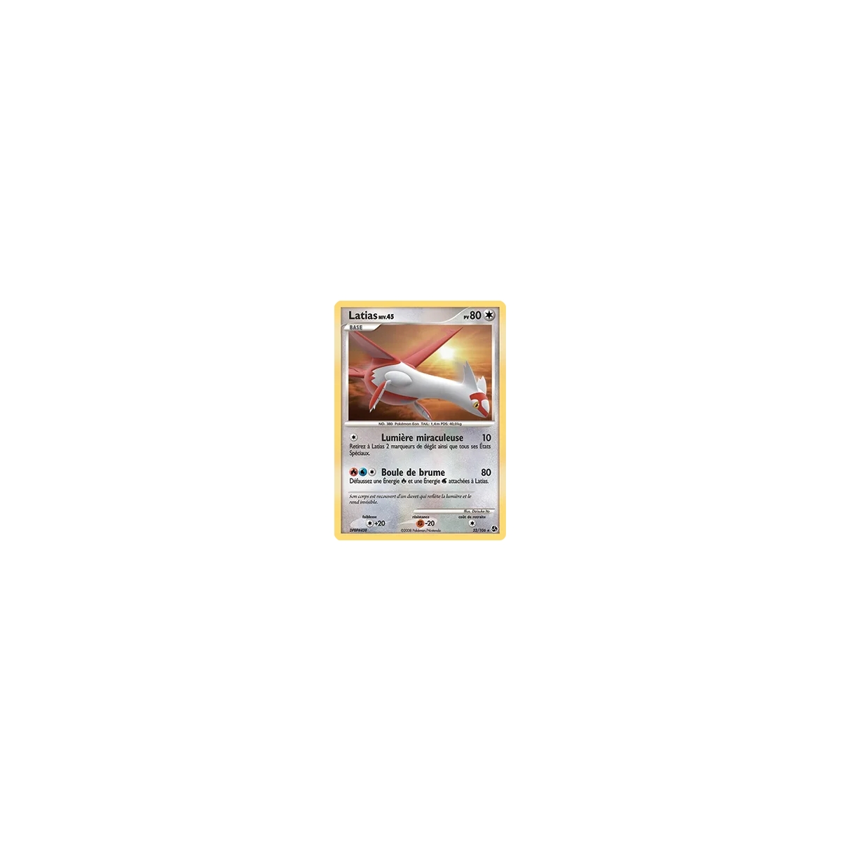 Carte Latias - Rare (Brillante) de Pokémon Diamant & Perle Duels au sommet 22/106