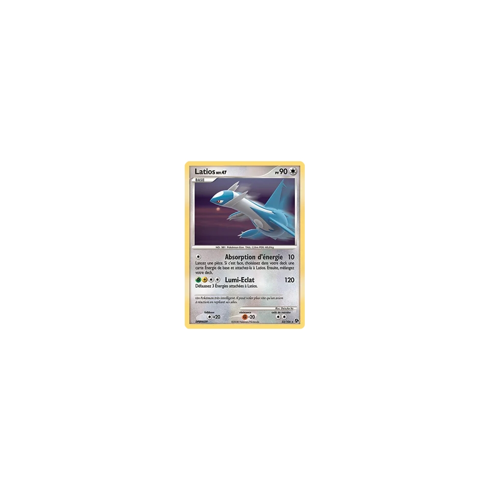 Découvrez Latios, carte Rare (Brillante) de la série Diamant & Perle Duels au sommet