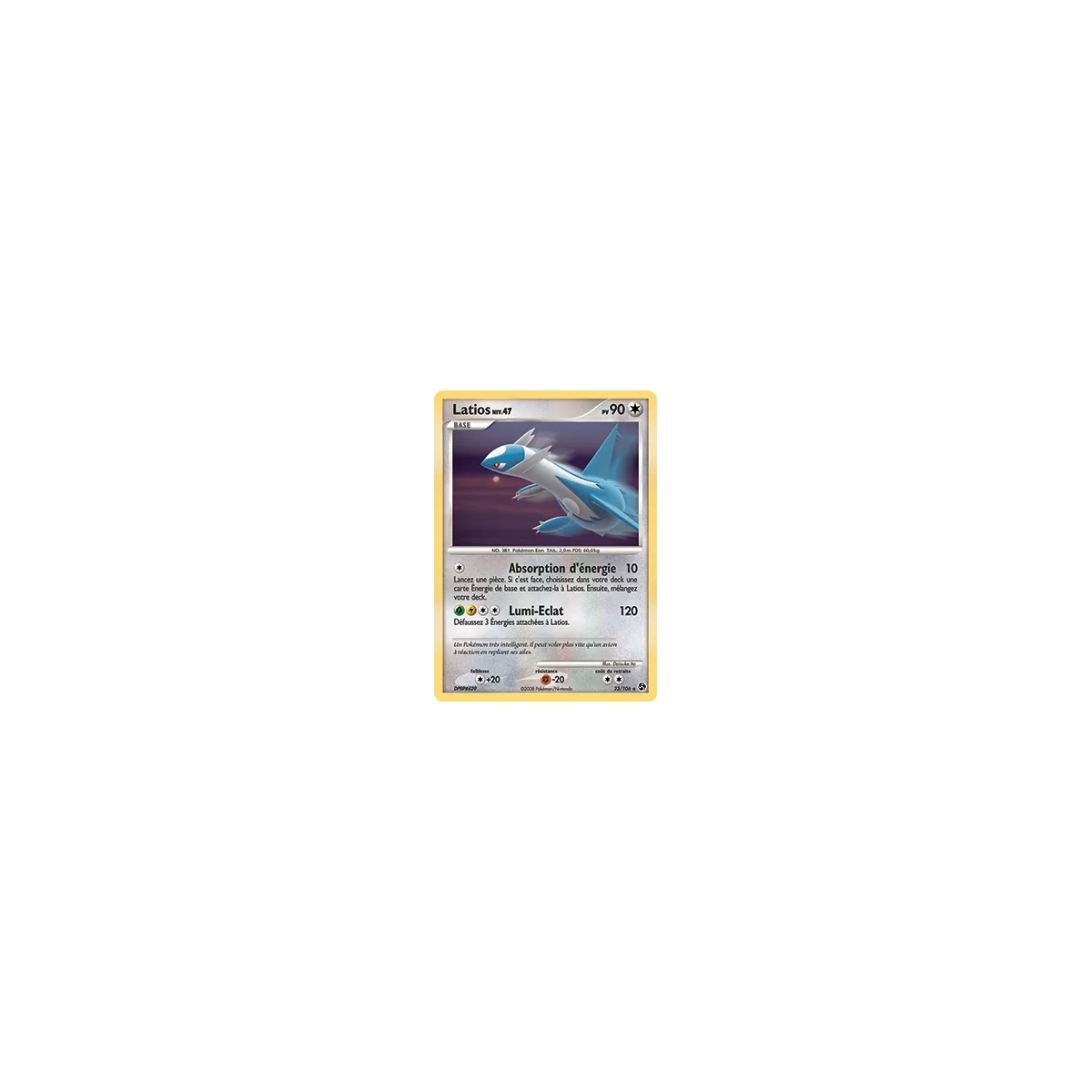 Découvrez Latios, carte Rare (Brillante) de la série Diamant & Perle Duels au sommet