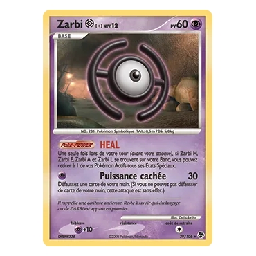 Découvrez Zarbi H, carte Rare (Brillante) de la série Diamant & Perle Duels au sommet