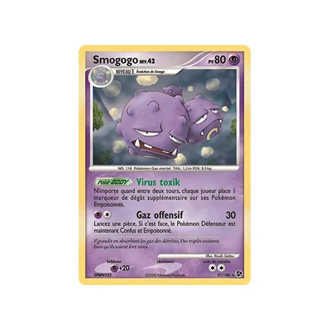 Smogogo 31/106 : Joyau Rare (Brillante) de l'extension Pokémon Diamant & Perle Duels au sommet