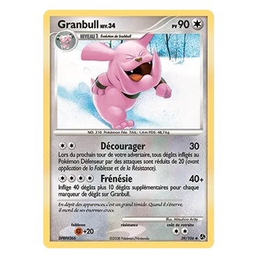 Carte Granbull - Peu commune (Brillante) de Pokémon Diamant & Perle Duels au sommet 39/106