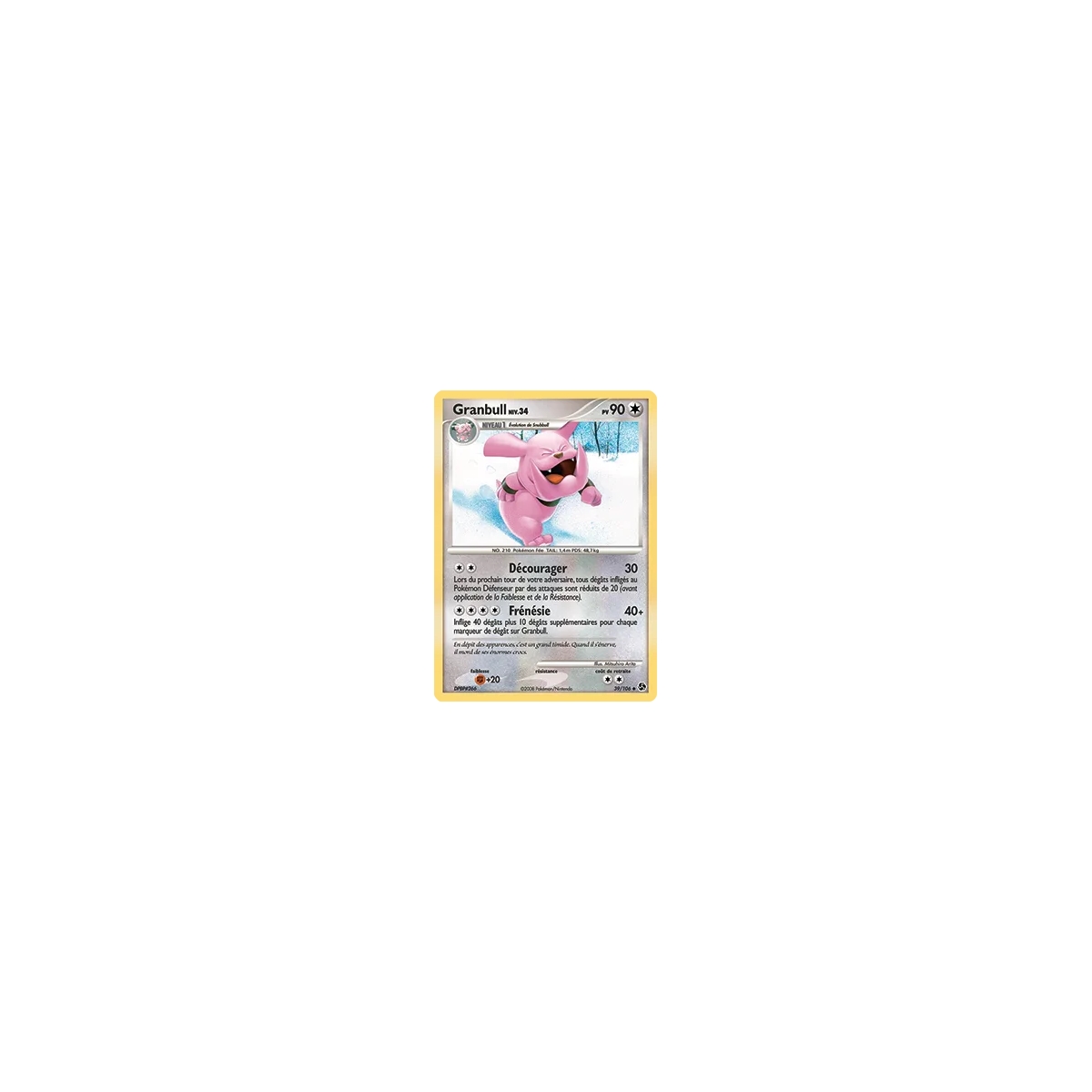 Carte Granbull - Peu commune (Brillante) de Pokémon Diamant & Perle Duels au sommet 39/106