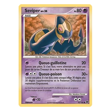 Découvrez Seviper, carte Peu commune (Brillante) de la série Diamant & Perle Duels au sommet