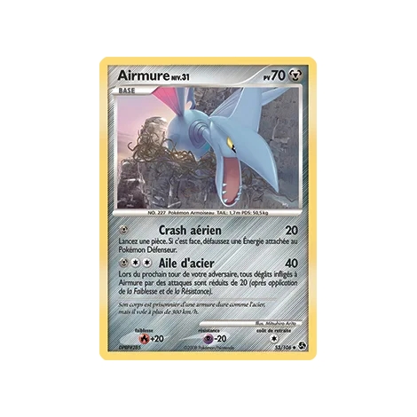 Airmure 53/106 : Joyau Peu commune (Brillante) de l'extension Pokémon Diamant & Perle Duels au sommet