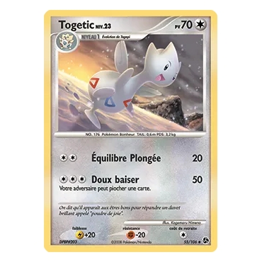 Togetic 55/106 : Joyau Peu commune (Brillante) de l'extension Pokémon Diamant & Perle Duels au sommet