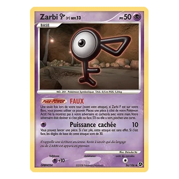 Zarbi F 56/106 : Joyau Peu commune (Brillante) de l'extension Pokémon Diamant & Perle Duels au sommet