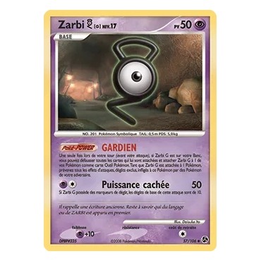 Découvrez Zarbi G, carte Peu commune (Brillante) de la série Diamant & Perle Duels au sommet