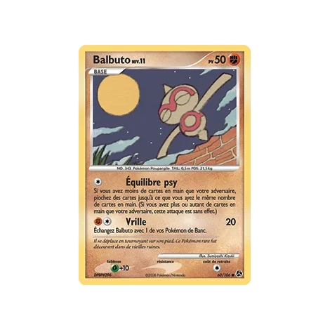 Carte Balbuto - Commune (Brillante) de Pokémon Diamant & Perle Duels au sommet 60/106