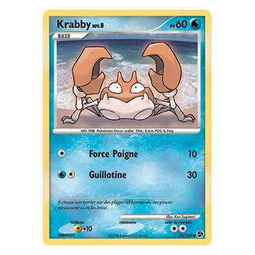 Découvrez Krabby, carte Commune (Brillante) de la série Diamant & Perle Duels au sommet