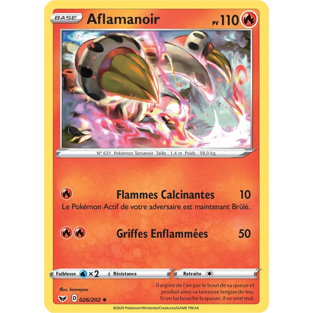 Carte Aflamanoir - Peu commune (Brillante) de Pokémon Épée et Bouclier 026/202