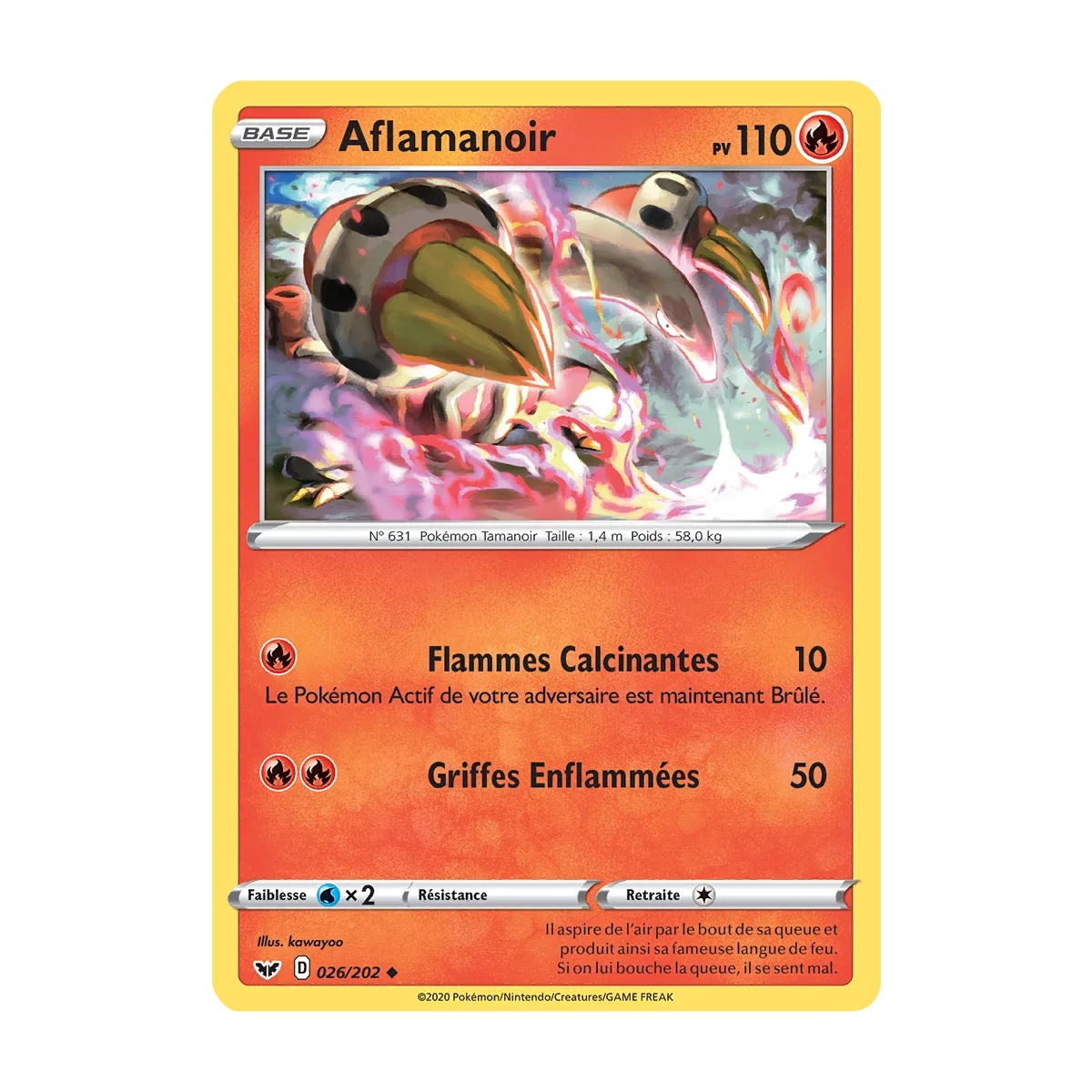 Carte Aflamanoir - Peu commune (Brillante) de Pokémon Épée et Bouclier 026/202