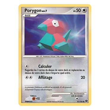 Découvrez Porygon, carte Commune (Brillante) de la série Diamant & Perle Duels au sommet