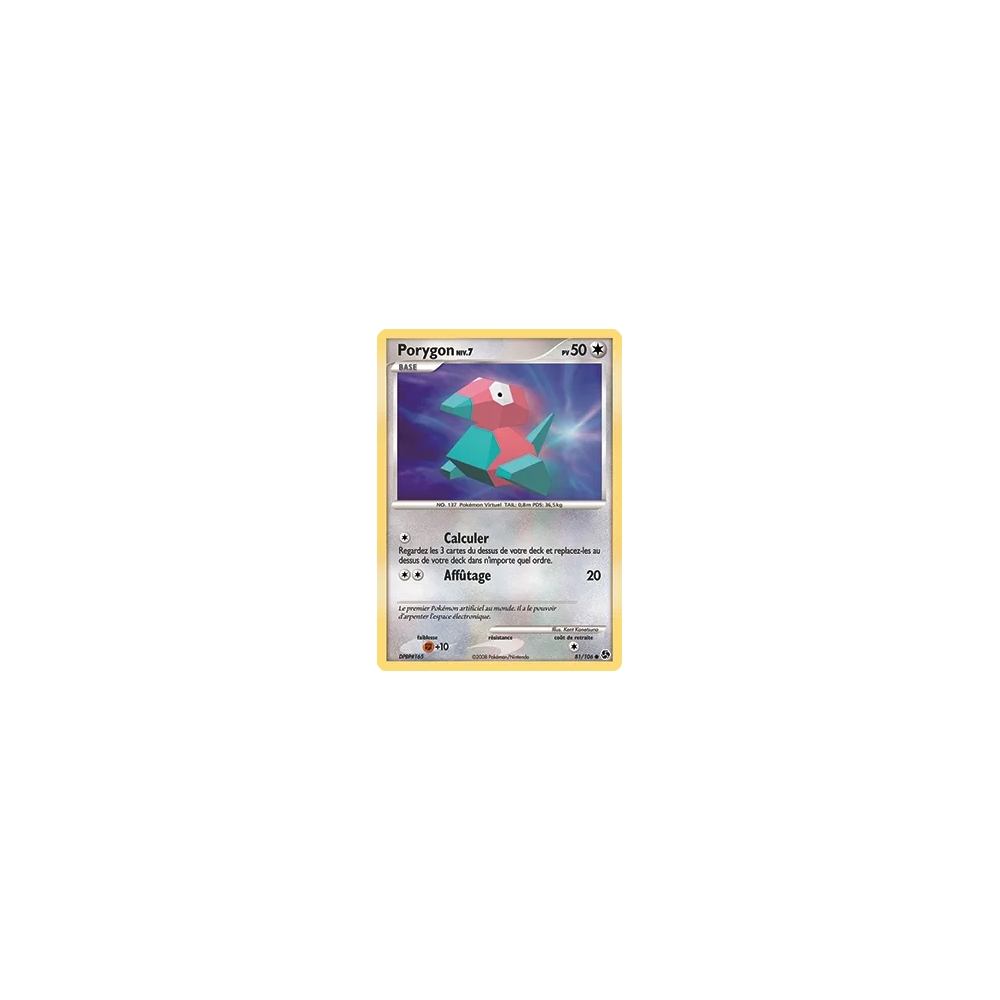 Découvrez Porygon, carte Commune (Brillante) de la série Diamant & Perle Duels au sommet