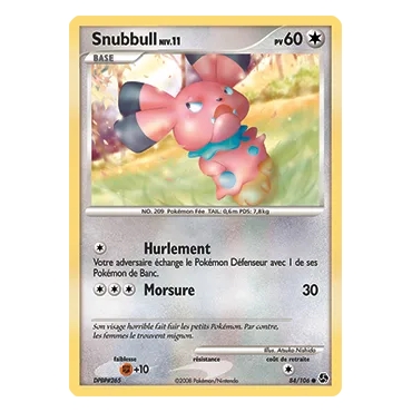 Carte Snubbull - Commune (Brillante) de Pokémon Diamant & Perle Duels au sommet 84/106