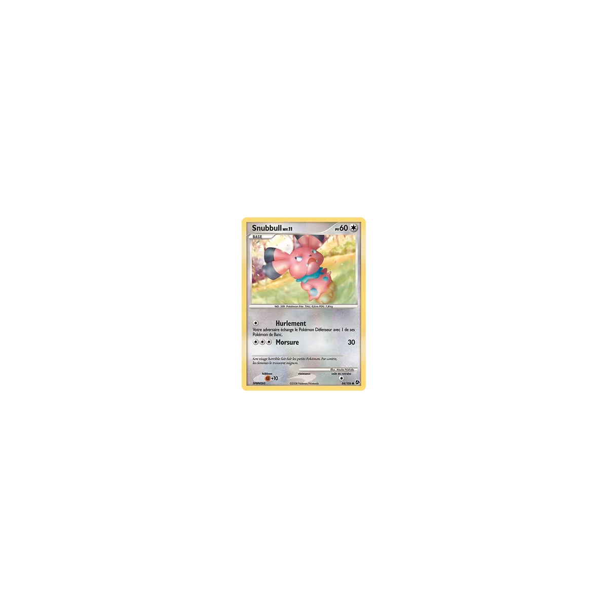 Carte Snubbull - Commune (Brillante) de Pokémon Diamant & Perle Duels au sommet 84/106