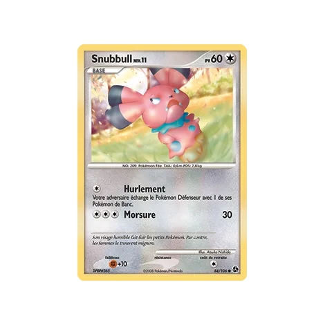 Carte Snubbull - Commune (Brillante) de Pokémon Diamant & Perle Duels au sommet 84/106