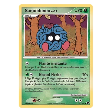 Découvrez Saquedeneu, carte Commune (Brillante) de la série Diamant & Perle Duels au sommet