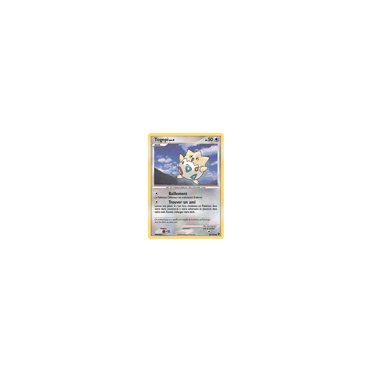 Togepi 88/106 : Joyau Commune (Brillante) de l'extension Pokémon Diamant & Perle Duels au sommet