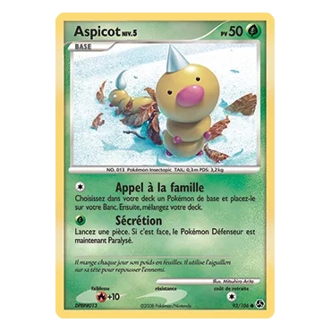 Aspicot 93/106 : Joyau Commune (Brillante) de l'extension Pokémon Diamant & Perle Duels au sommet