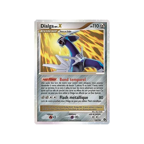 Découvrez Dialga NIV.X, carte Holographique rare NIV.X de la série Diamant & Perle Duels au sommet