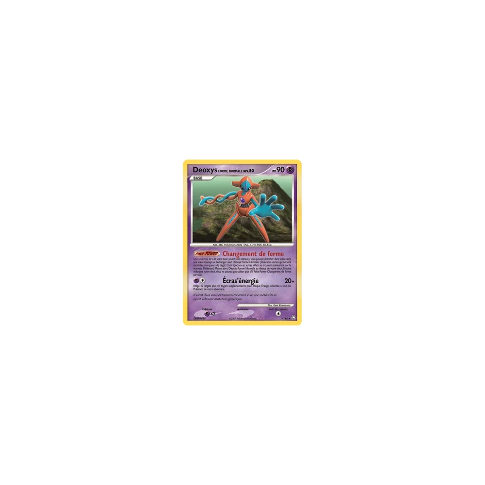 Carte Deoxys Forme Normale - Holographique rare de Pokémon Diamant & Perle Éveil des Légendes 1/146