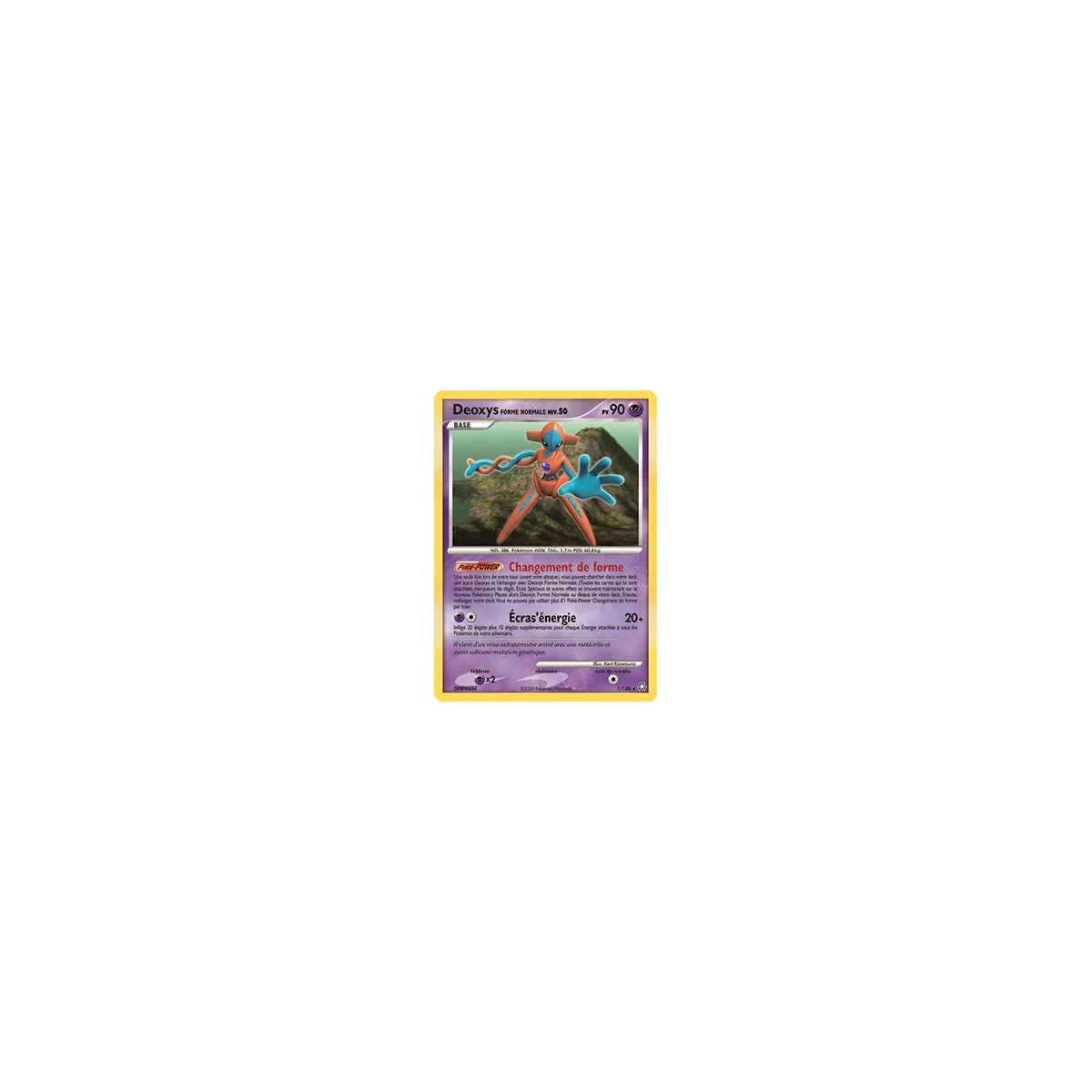 Carte Deoxys Forme Normale - Holographique rare de Pokémon Diamant & Perle Éveil des Légendes 1/146