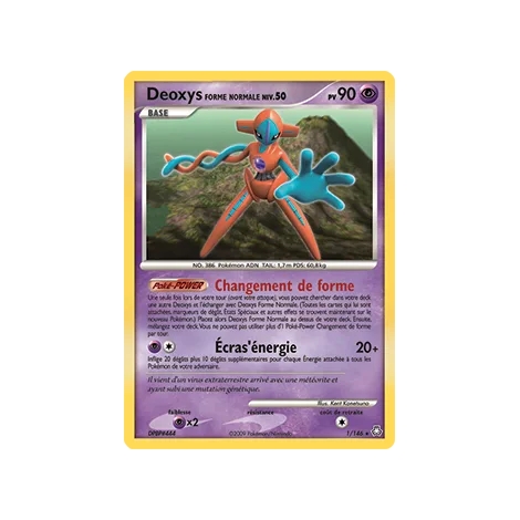 Carte Deoxys Forme Normale - Holographique rare de Pokémon Diamant & Perle Éveil des Légendes 1/146