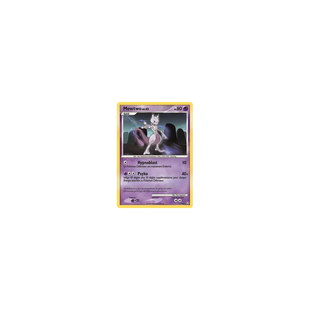 Découvrez Mewtwo, carte Holographique rare de la série Diamant & Perle Éveil des Légendes