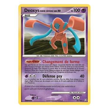 Carte Deoxys Forme Défense - Rare (Brillante) de Pokémon Diamant & Perle Éveil des Légendes 25/146
