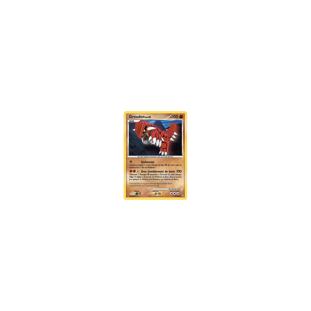 Carte Groudon - Rare (Brillante) de Pokémon Diamant & Perle Éveil des Légendes 29/146