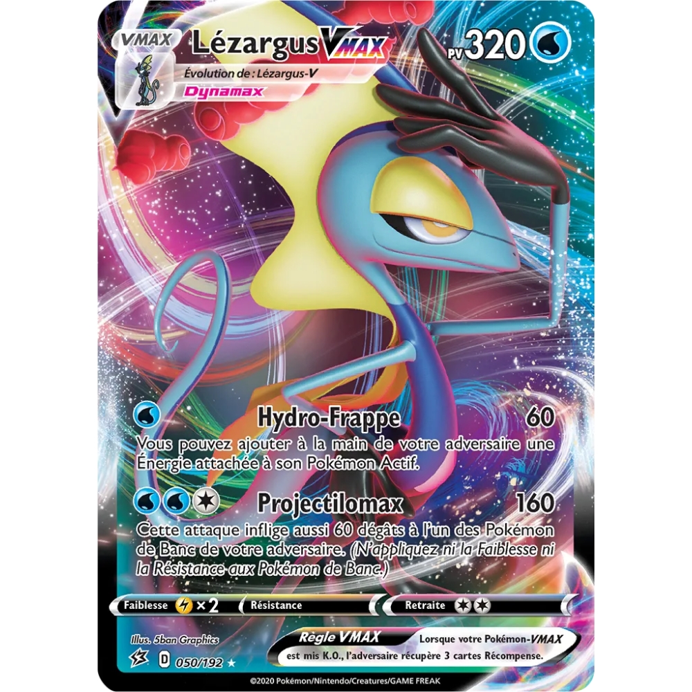 Carte Lézargus - Holographique rare VMAX de Pokémon Épée et Bouclier Clash des Rebelles 050/192