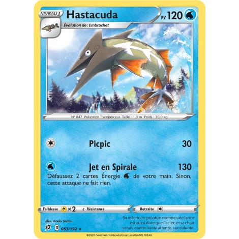 Carte Hastacuda - Rare (Brillante) de Pokémon Épée et Bouclier Clash des Rebelles 053/192