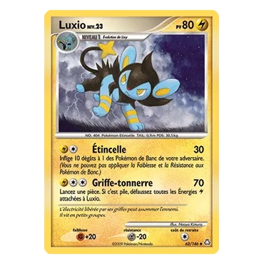 Carte Luxio - Peu commune (Brillante) de Pokémon Diamant & Perle Éveil des Légendes 62/146